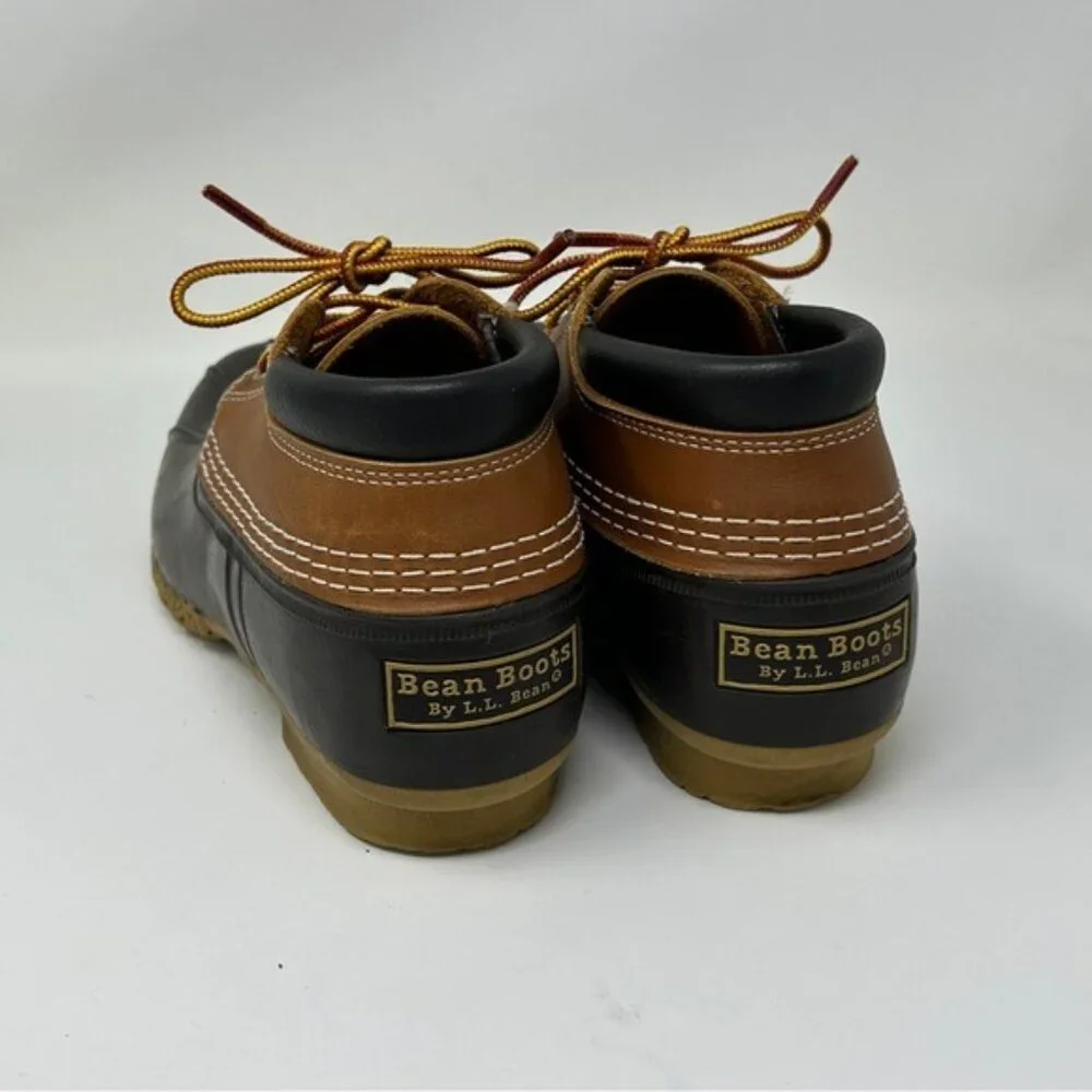 LL Bean Leather Unlined Gumshoe Low Ankle Duck Boots Size 7 N rain